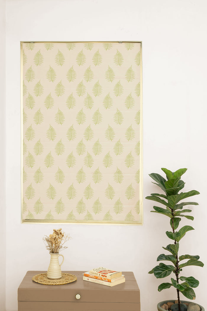 Floating Ferns 100% Cotton Sheer Printed Customizable blind for livingroom & Bedrooms-Light Filtering