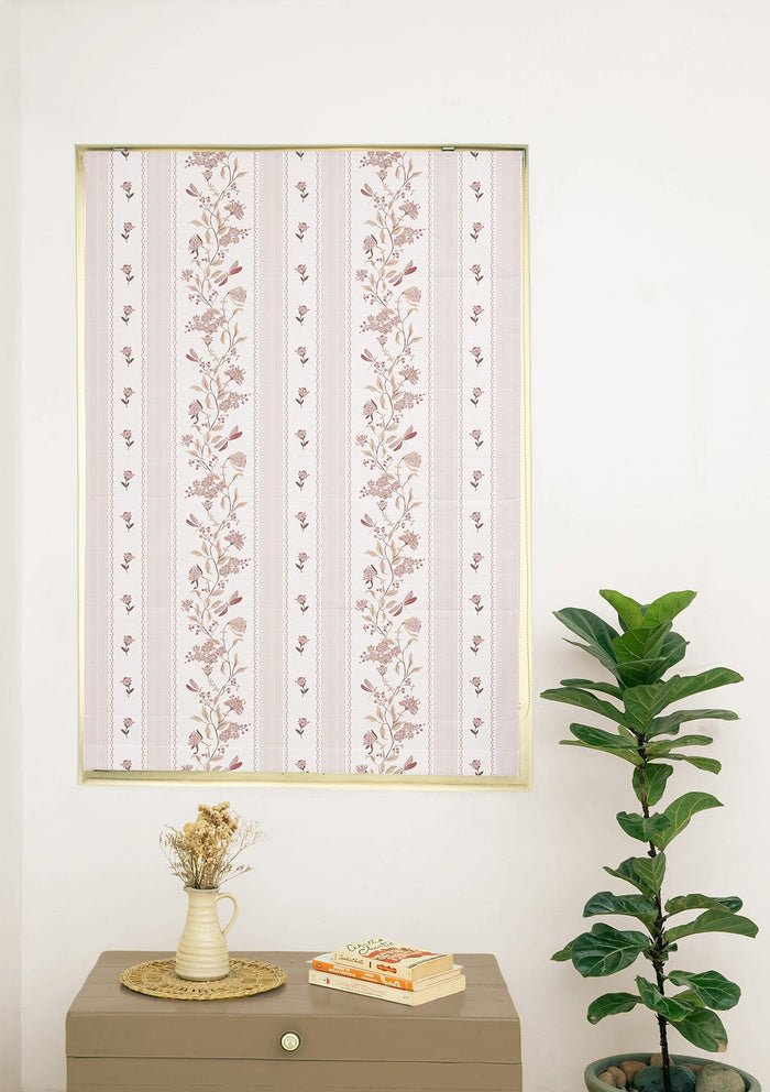 Flutter Pink Floral Printed 100% Cotton Blind For Bedroom | Light Reduction