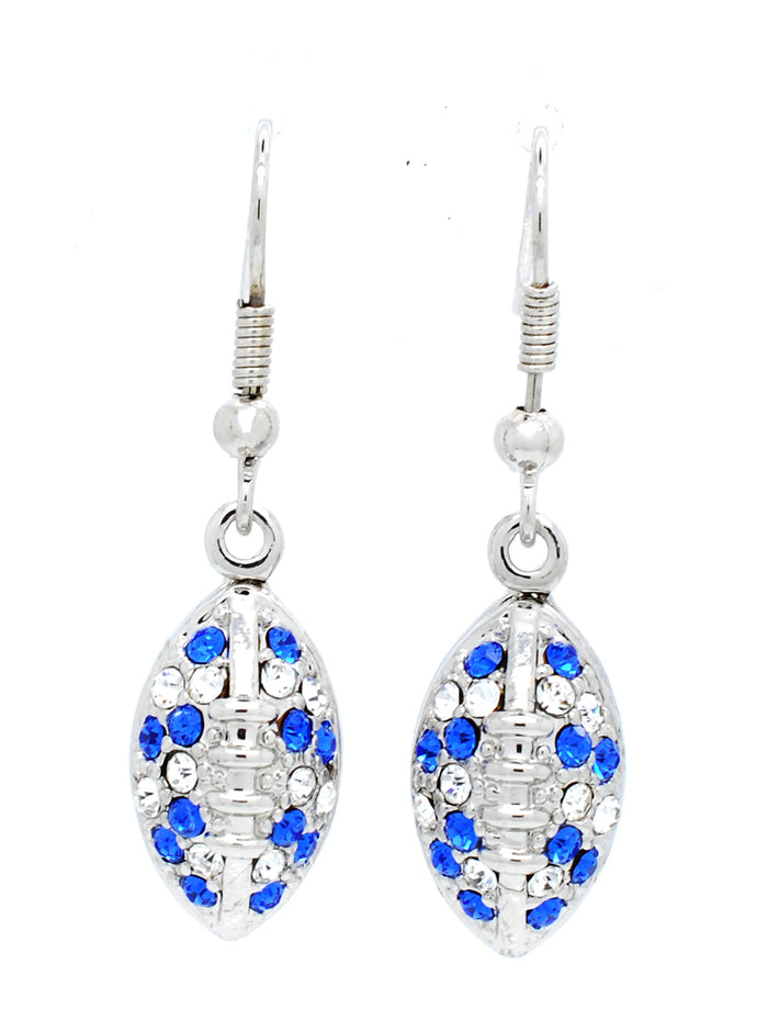 Football Earrings - Royal/Crystal