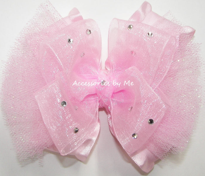 Glitzy Light Pink Organza Tulle Ruffle