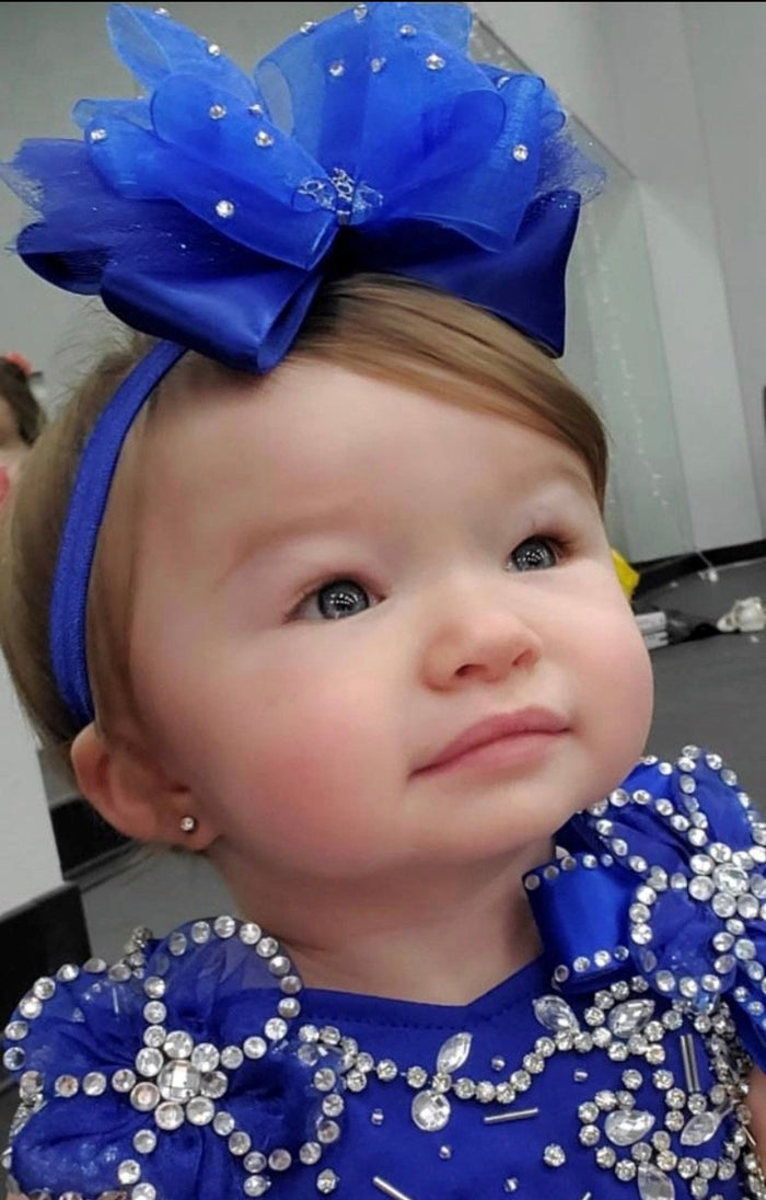 Glitzy Royal Blue Organza Tutu Bow Headband