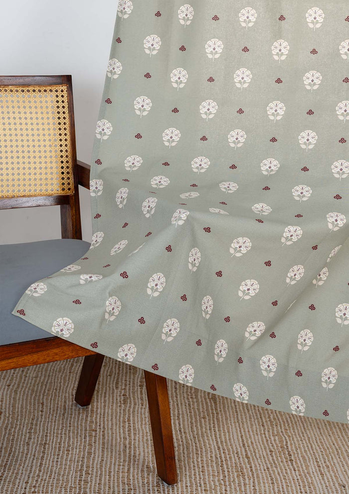 Gulnaar Green Ethnic 100% Cotton Printed Curtain For Livingroom / Bedroom | Room Darkening | Single Piece