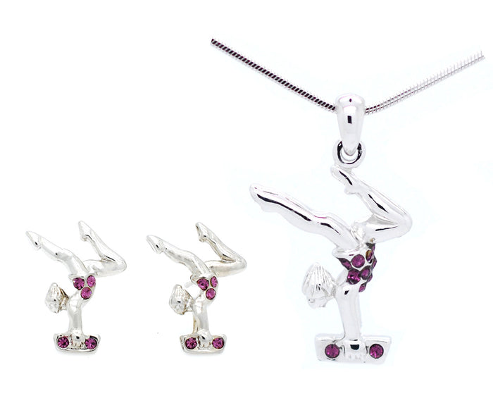 Gymnast Beam Necklace and POST Earring Set