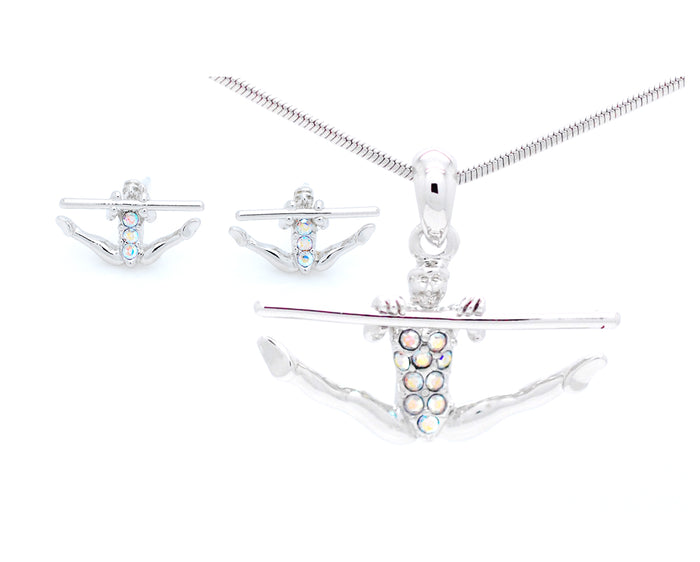 Gymnast Necklace & POST Earring Set - Uneven Bars