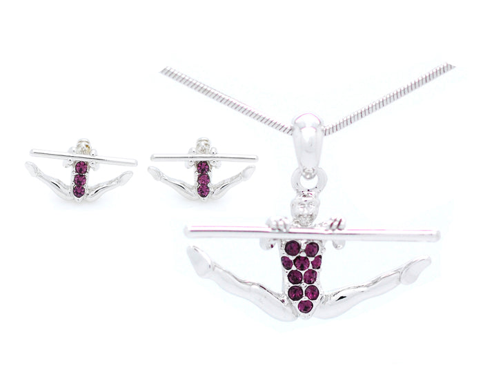 Gymnast Necklace & POST Earring Set - Uneven Bars