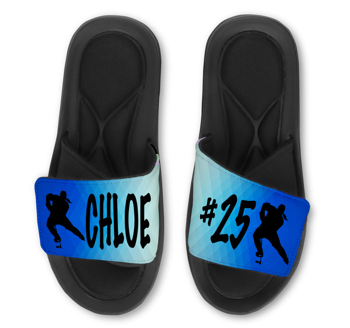 Hockey Abstract Custom Slides / Sandals - Choose your Background Color