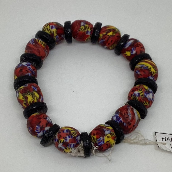 Black spacer red white blue black beads