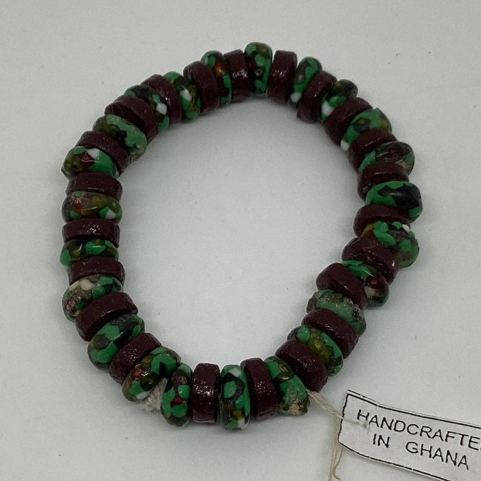Black spacer black green white beads