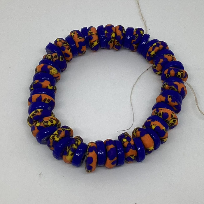 Blue spacer orange yellow blue beads