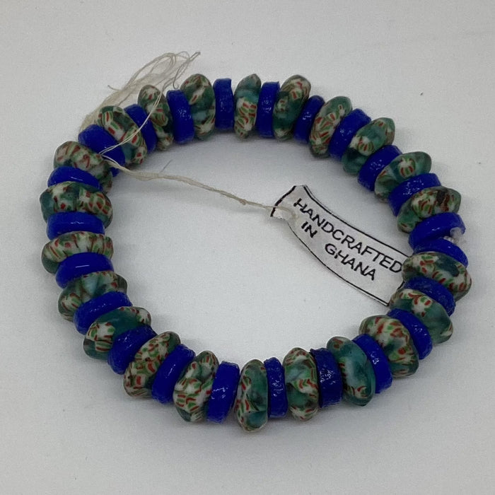 Blue spacers green spots