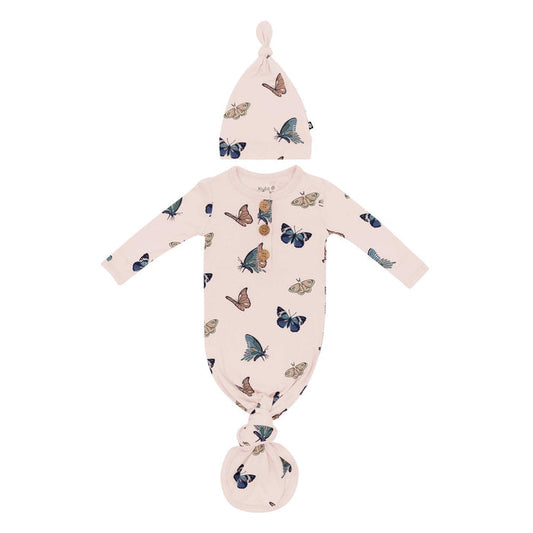 Kyte Baby Knotted Gown with Hat Set - Butterfly