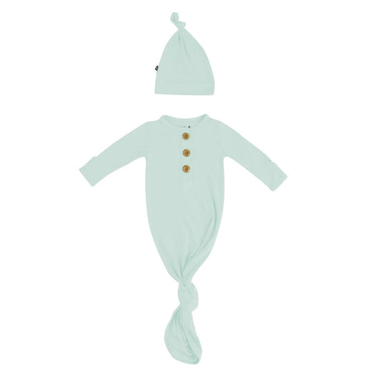 Kyte Baby Knotted Gown with Hat Set - Sage