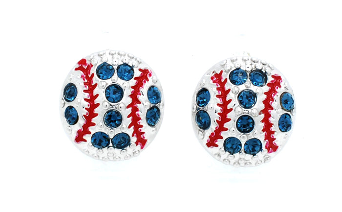 Mini Baseball Softball Crystal Post Earrings