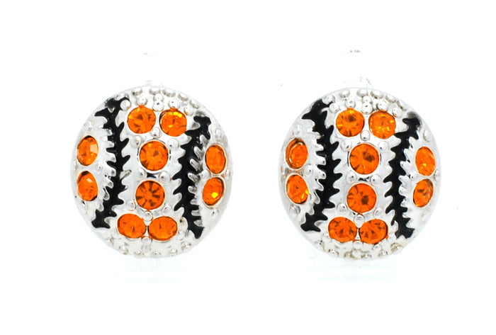 Mini Baseball Softball Crystal Post Earrings