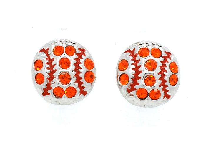 Mini Baseball Softball Crystal Post Earrings
