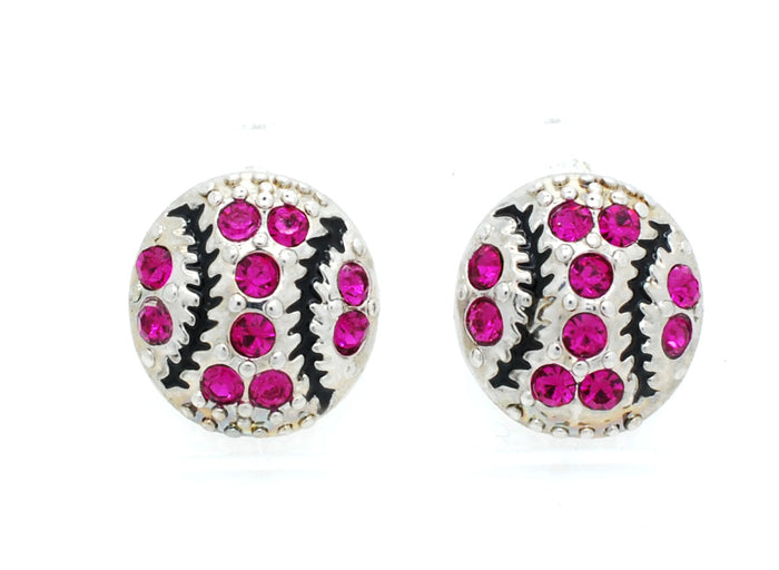 Mini Baseball Softball Crystal Post Earrings