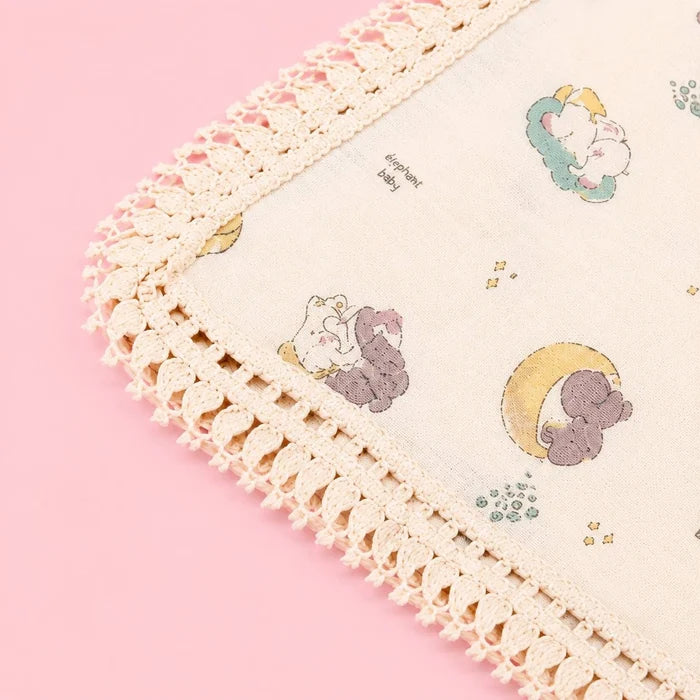 Muslin Baby Swaddle  – Cute Elephant & Moon Print | Soft & Cozy Baby Bedding