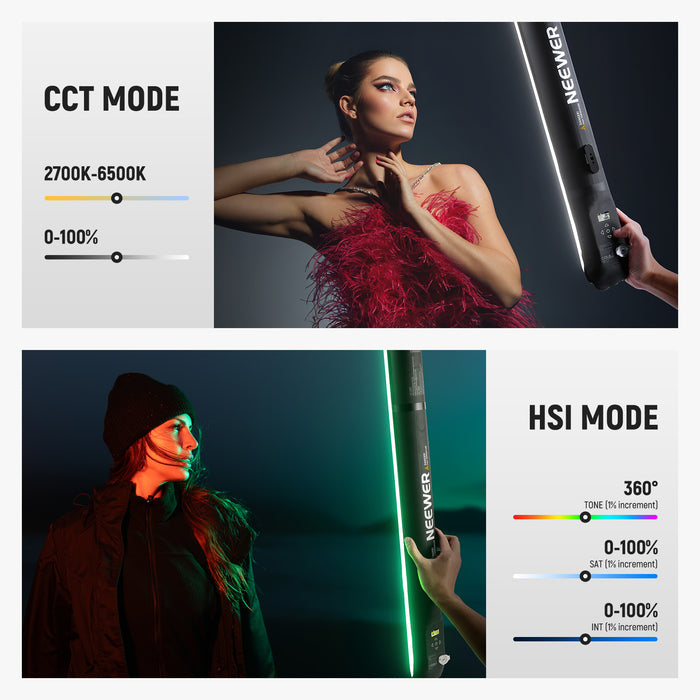 This soft TPU light wand features CCT and HSI modes.
