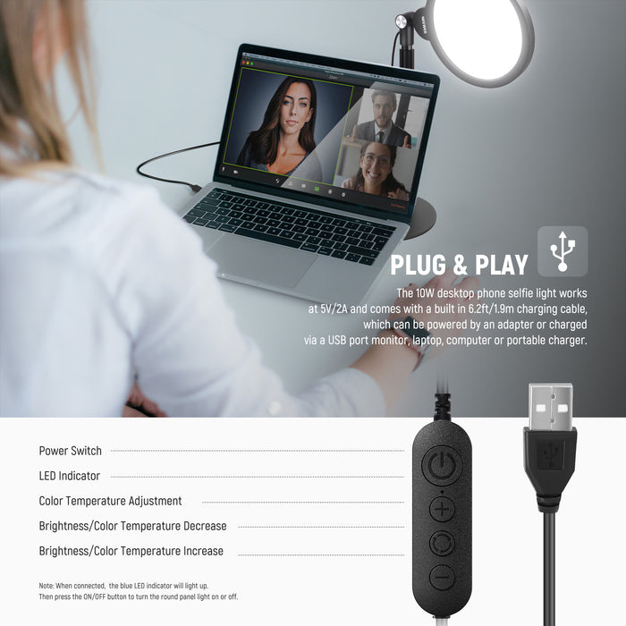 NEEWER BASICS R06 7" Desktop Phone Selfie Round LED Light Kit