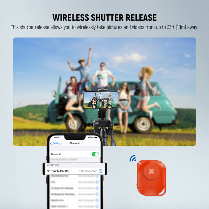NEEWER TP02 Mini Tripod features the shutter release.