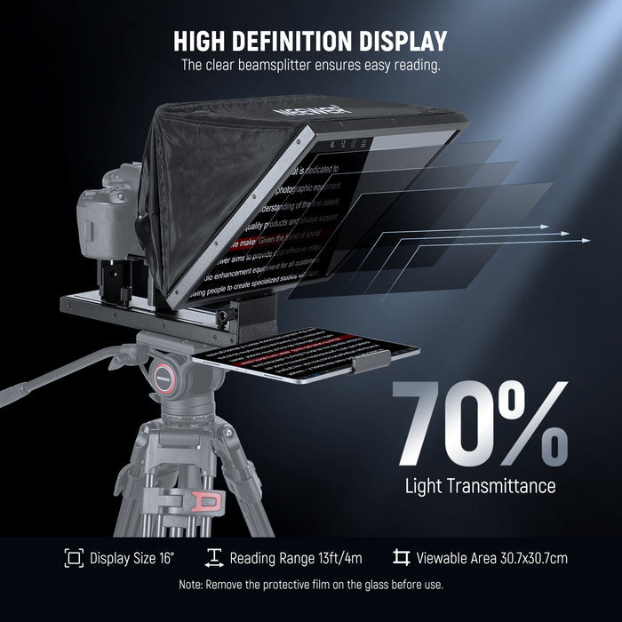 NEEWER X16B Portable Tablet Teleprompter is easy to read with 16" HD display