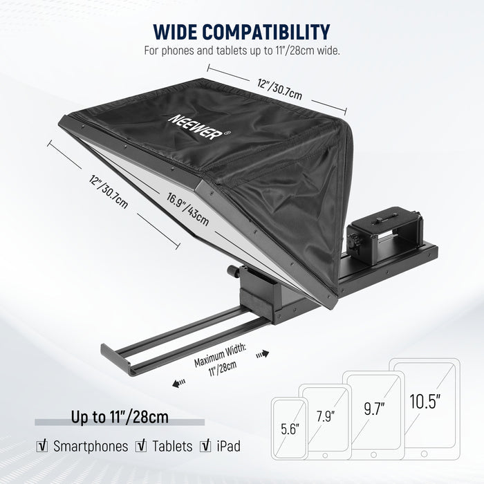 Wide Compatibility of the NEEWER X16B Portable Tablet Teleprompter