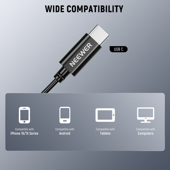 NEEWER CM6 2 Pack Lavalier USB C Omnidirectional Mic Condenser Lavalier Microphone