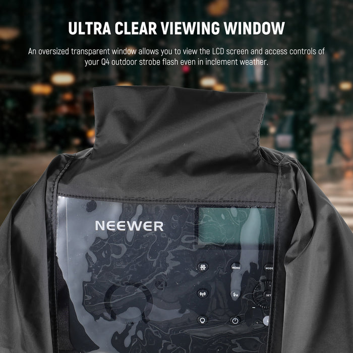 An oversized and transparent window allows you to access the LCD screen