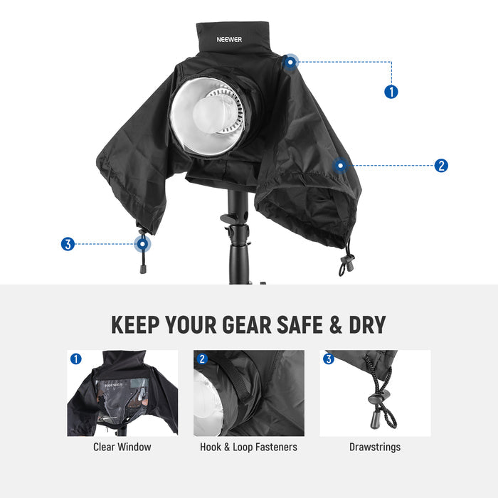 NEEWER CQP1 Rain Cover keeps your gear safe and dry.
