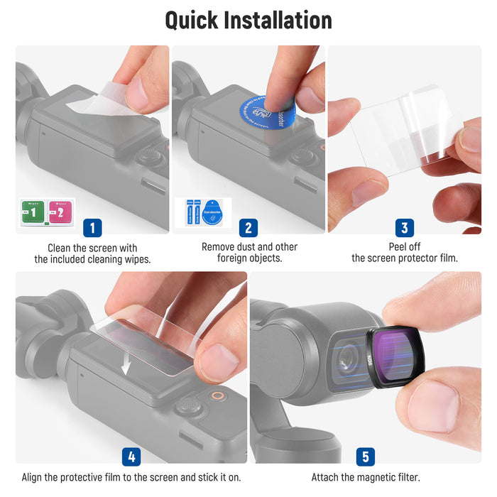 NEEWER FL-B02 4-Pack ND Filter Kit for DJI Osmo Pocket 3 / Pocket 4 & Xtra Muse