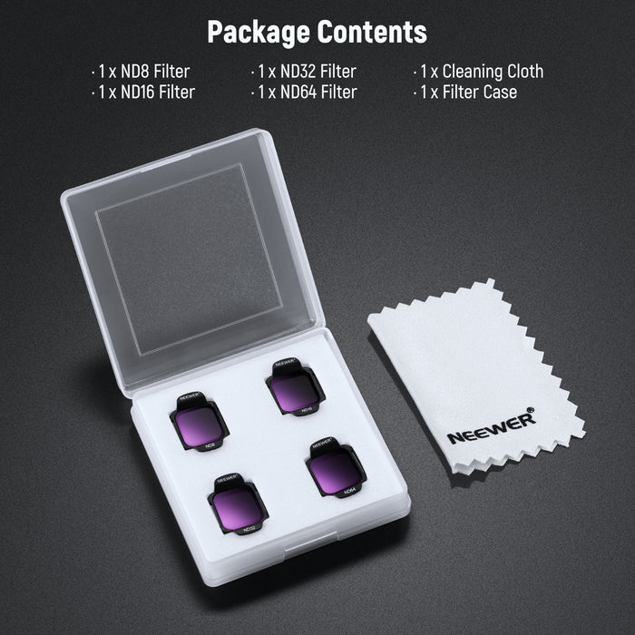 NEEWER FL-N34 4-Pack ND Filter Set for DJI Flip / Lito X1 Drone