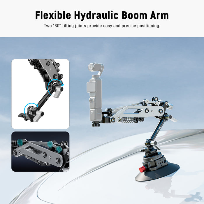 Flexible hydraulic boom arm