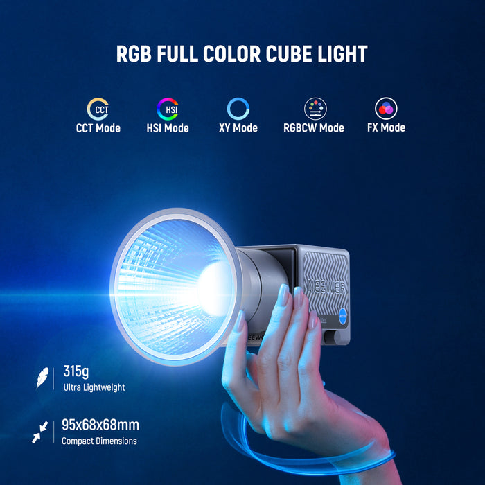 NEEWER HS60C Portable LED Video Light allows CCT/HSI/XY/RGBCW/FX lighting modes