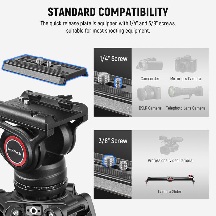 NEEWER LL27 Video Camera Tripod is suitable for most shooting equipment.