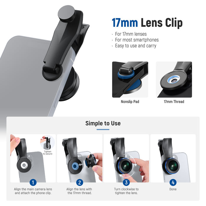 NEEWER LS-57 200° Fish Eye VR Lens with 17mm Thread Phone Lens Clip