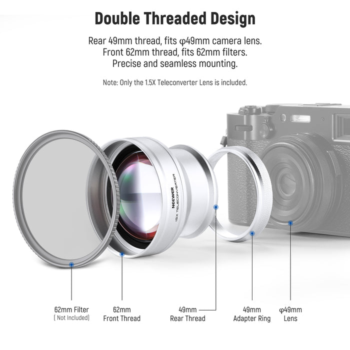 NEEWER LS-61 1.5X Telephoto Additional Lens For Fujifilm X100 Series