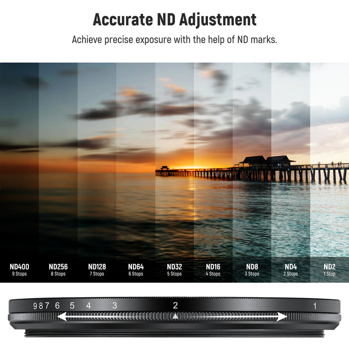 NEEWER ND2-400 (1-9 Stops) Variable ND Filter with Lens Cap