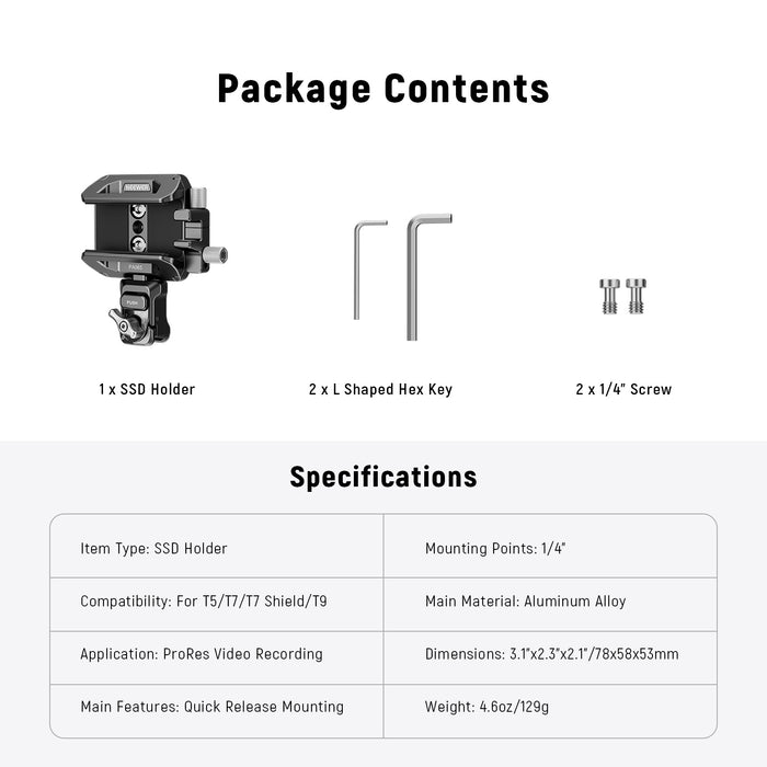 NEEWER PA065 40-65mm Quick Release SSD Holder for Phone Cage
