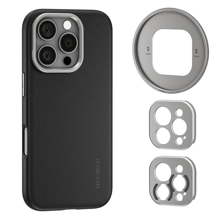 NEEWER PA083P Black Case with 3 Backplates for iPhone 16 Pro