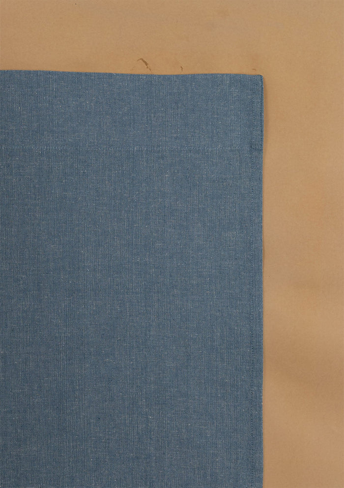 Nilgiri Blue Solid Linen Cotton Blend Textured Curtain For Livingroom / Bedroom | Room Darkening | Single Piece