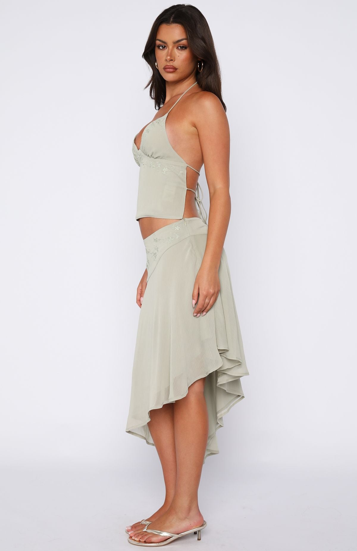 Hidden Grace Midi Skirt Sage