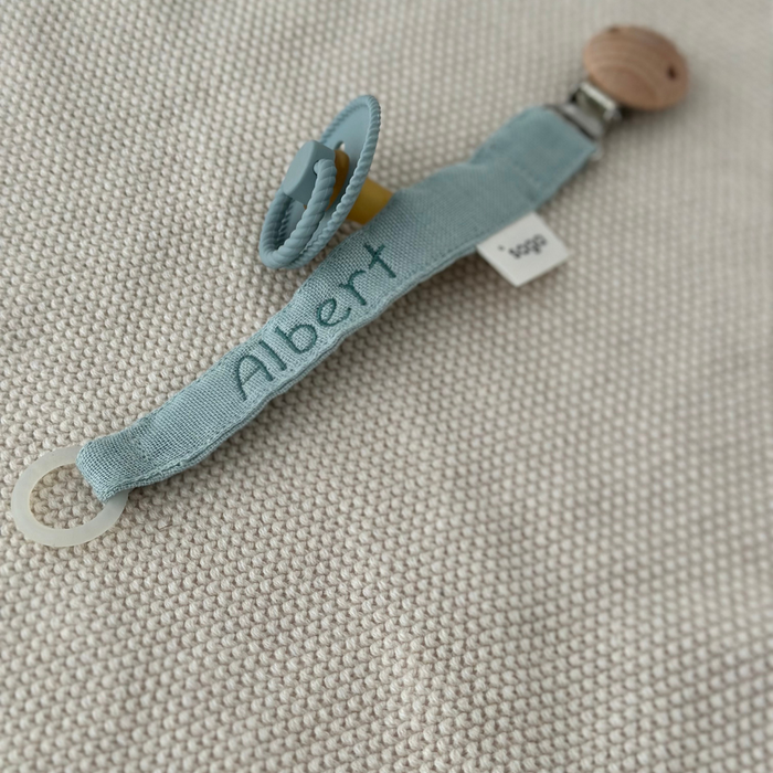 Pacifier Clip - Dusty Green - With Name