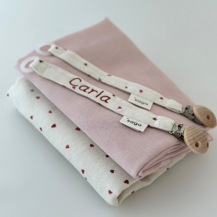 Pacifier Clip - Heart - With Name