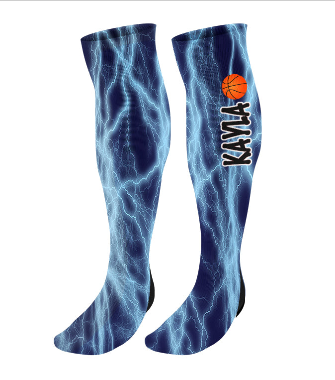 Personalized Basketball Knee High Socks, Lightning