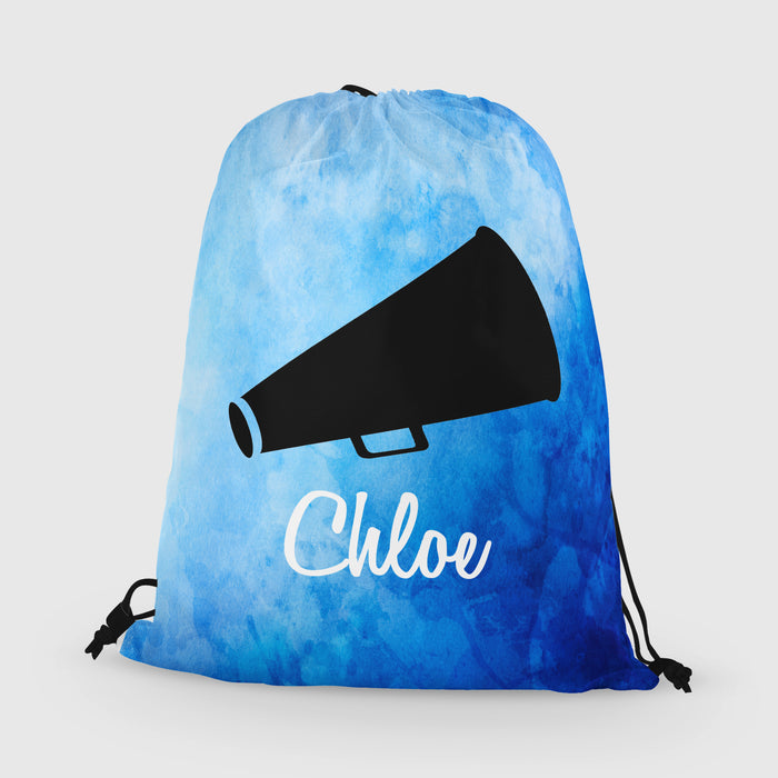Personalized Cheer Drawstring Bag, Custom Cheer Megaphone Drawstring Backpack Bag