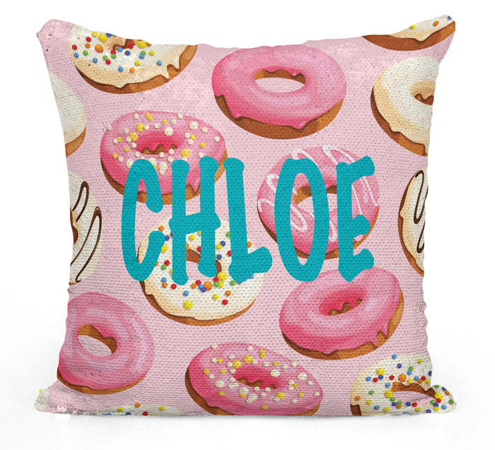 Personalized Donut (Doughnut) Mermaid Sequin Flip Pillow