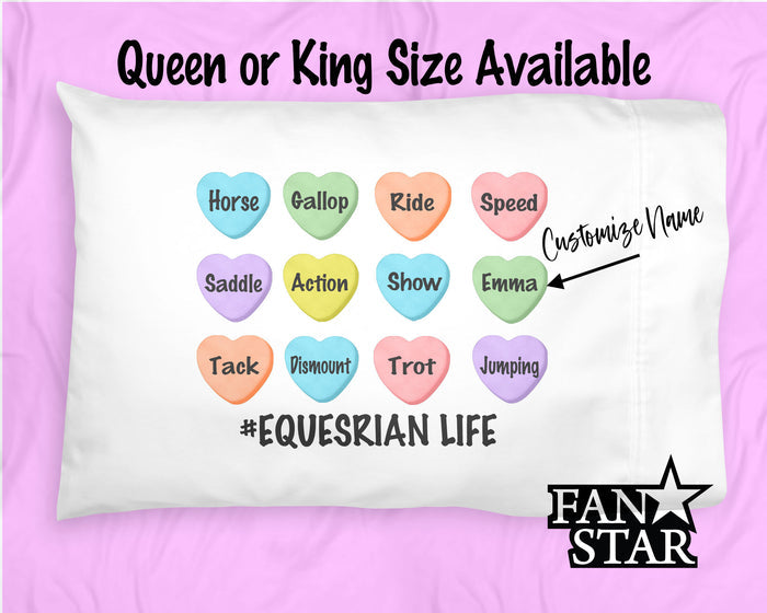 Personalized Equestrian Hearts Microfiber Pillowcase Perfect for Valentine's Day