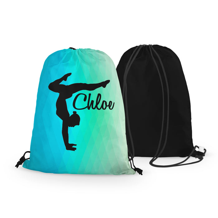 Personalized Gymnast Drawstring Bag, Custom Gymnast Beam Drawstring Backpack Bag