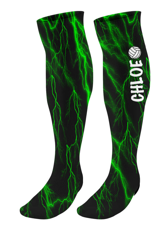 Personalized Lightning Volleyball Knee High Socks with Name