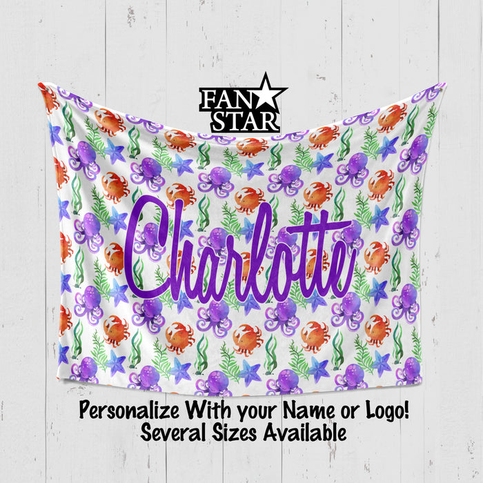 Personalized Sea Life Blanket, Plush Blanket